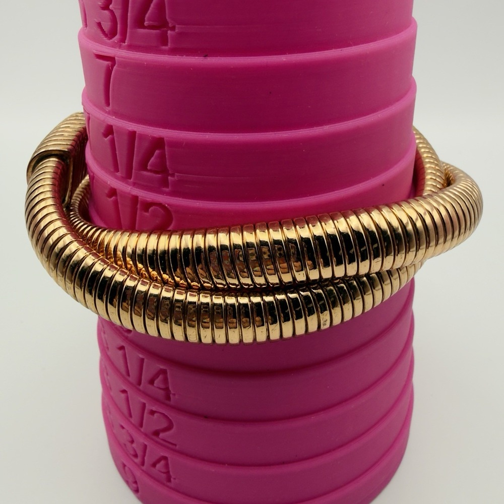 Gold Tone Gaspipe Tubogas Double Wrap Crossover Flexible Bangle Bracelet 7-7.5" - Picture 5 of 8
